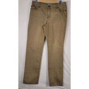 Chicos Platinum Jeans Womens 2 Regular Ultimate Fit Slim Leg Embroidered Denim